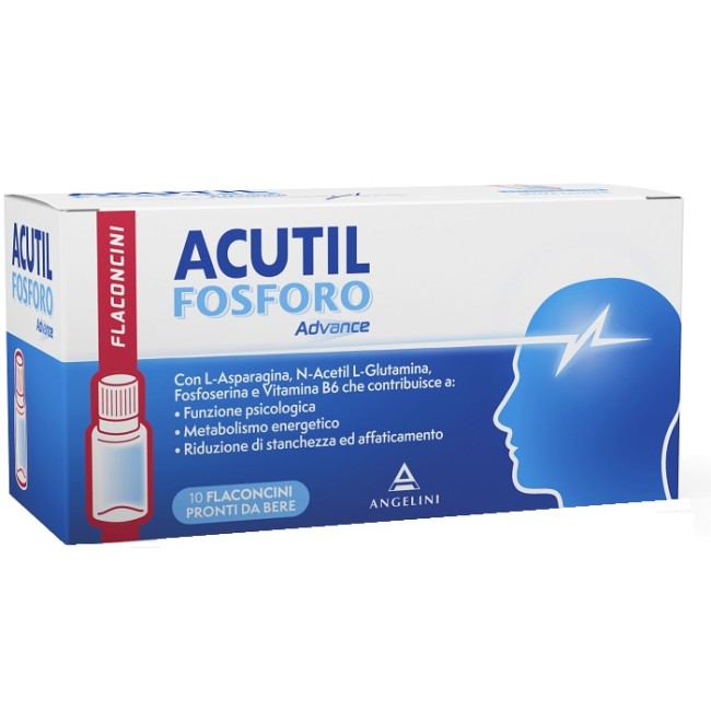 Confezione da 10 flaconi di Acutil fosforo Advance per concentrazione e memoria Confezione da 10 flaconi di Acutil fosforo Advance per concentrazione e memoria