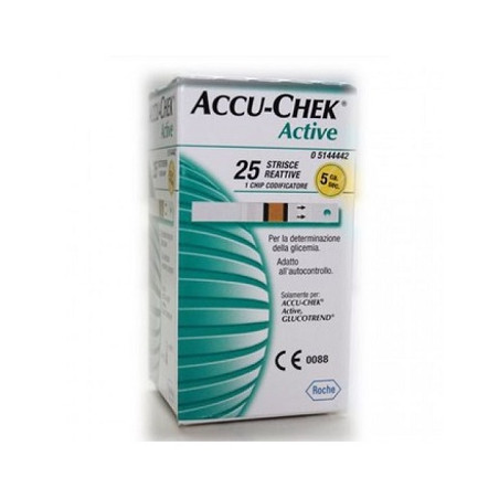 STRISCE MISURAZIONE GLICEMIA ACCU-CHEK ACTIVE STRIPS 25 PEZZI INF RETAIL