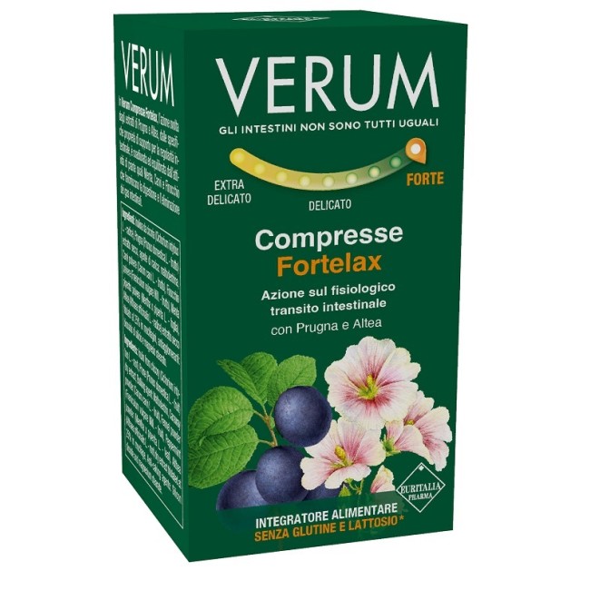 Confezione da 80 compresse di Verum fortelax, integratore per la regolarità intestinale. Confezione da 80 compresse di Verum fortelax, integratore per la regolarità intestinale.