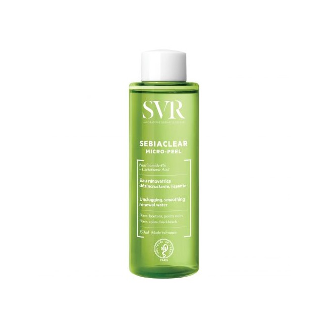 Flacone da 150 ml di Svr Sebiaclear Micro-Peel Lozione Levigante Purificante. Flacone da 150 ml di Svr Sebiaclear Micro-Peel Lozione Levigante Purificante.