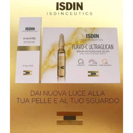 Isdinceutics Pack K-ox Eyes + Flavo-c Isdinceutics K-ox Eyes 15ml + Isdinceutics Flavo-c Ultraglican 1 Fiala Giorno Omaggio + Is