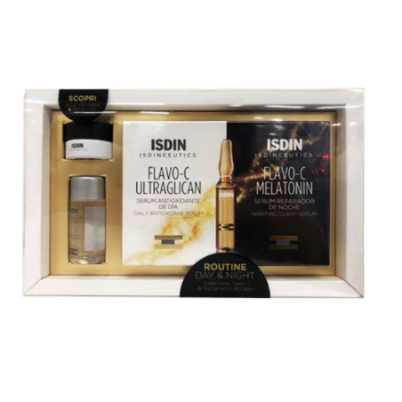 Isdinceutics Pack Routine Viso Day&night Isdinceutics Flavo-c Day&night + Micellar Solution 30ml Omaggio + Age Reverse 7ml Omagg