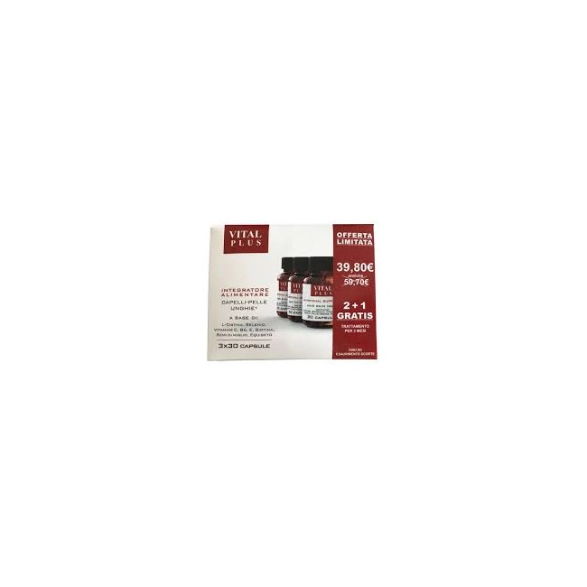 Flaconi 3x30 capsule di Vital Plus Caps Integratore Capelli Anti Caduta Flaconi 3x30 capsule di Vital Plus Caps Integratore Capelli Anti Caduta