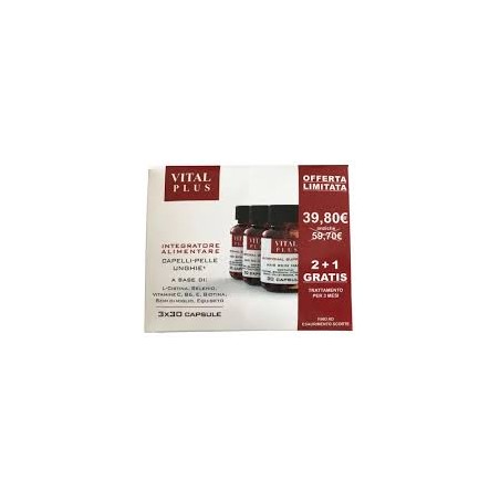 Flaconi 3x30 capsule di Vital Plus Caps Integratore Capelli Anti Caduta