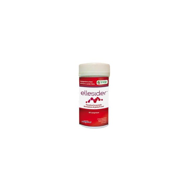 Confezione da 60 compresse di Pharmaelle Ellesider, integratore con ferro e acido folico. Confezione da 60 compresse di Pharmaelle Ellesider, integratore con ferro e acido folico.