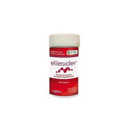 Confezione da 60 compresse di Pharmaelle Ellesider, integratore con ferro e acido folico. Confezione da 60 compresse di Pharmaelle Ellesider, integratore con ferro e acido folico.