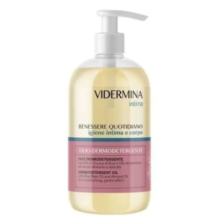 Flacone da 500 ml di Vidermina Intima Olio Detergente per l'igiene intima quotidiana. Flacone da 500 ml di Vidermina Intima Olio Detergente per l'igiene intima quotidiana.