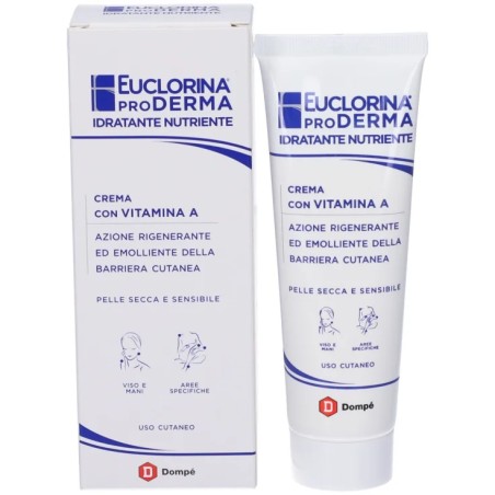 Tubo da 75 Ml di Euclorina Proderma crema viso corpo mani idratante nutriente per pelle secca.