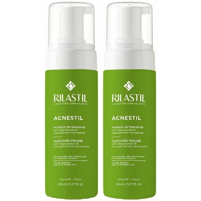 Flaconi da 200 ml per 2 di Rilastil Acnestil Mousse detergente Flaconi da 200 ml per 2 di Rilastil Acnestil Mousse detergente