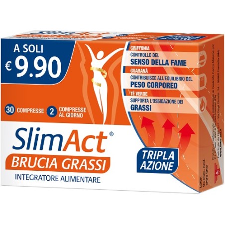 Confezione da 30 cpmpresse di Slim Act Brucia Grassi, integratore dimagrante per il controllo del peso.