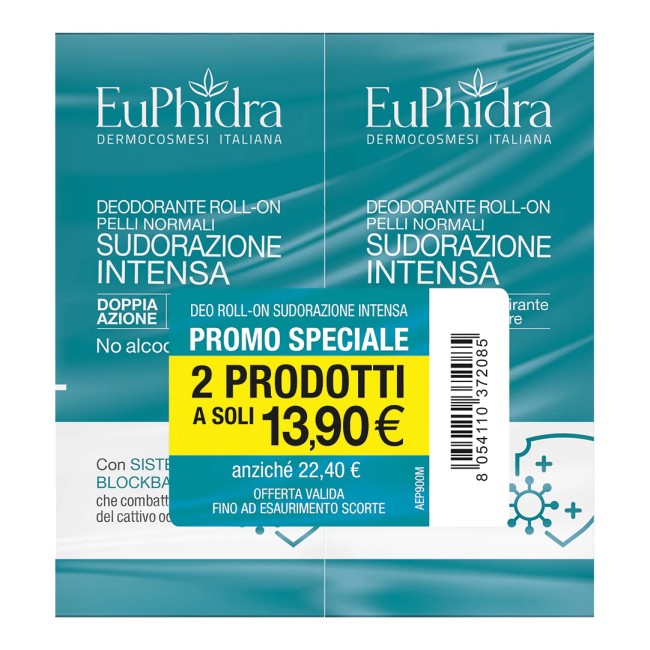Bipacco da 2x 50 ml di Euphidra Deo Roll-on Sudorazione Intensa Bipacco da 2x 50 ml di Euphidra Deo Roll-on Sudorazione Intensa