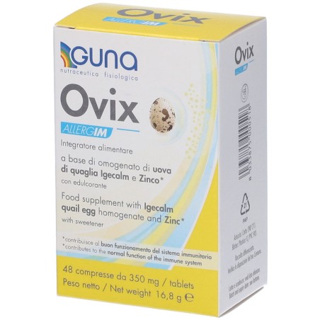 Confezione da 48 compresse di Guna Ovix Allergim, integratore per le allergie stagionali.