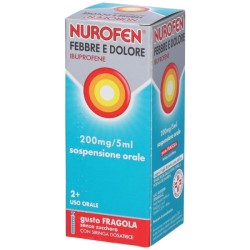 Flacone da 100 ml di Nurofen Febbre e Dolore, farmaco per stati febbrili e dolorosi.