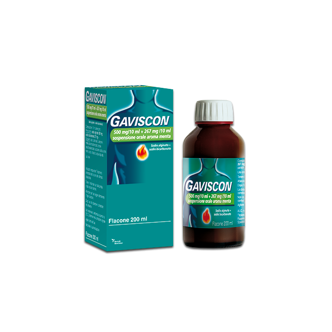 Gaviscon Soluzione Orale Sosp 500 Mg + 267 Mg/10 Ml 200 Ml Menta Gaviscon Soluzione Orale Sosp 500 Mg + 267 Mg/10 Ml 200 Ml Menta