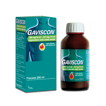 Gaviscon Soluzione Orale Sosp 500 Mg + 267 Mg/10 Ml 200 Ml Menta Gaviscon Soluzione Orale Sosp 500 Mg + 267 Mg/10 Ml 200 Ml Menta