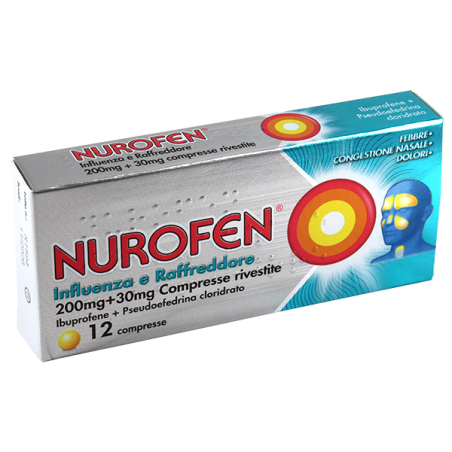 Confezione da 12 compresse di Nurofen Influenza Raffreddore Farmaco Per Febbre e Sintomi Influenzali. Confezione da 12 compresse di Nurofen Influenza Raffreddore Farmaco Per Febbre e Sintomi Influenzali.