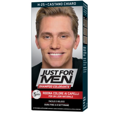 Just For Men Shampoo Colorante H25 Castano Chiaro Attivatore Chiaro 38,5 Ml + Base Colore 27,5 Ml Just For Men Shampoo Colorante H25 Castano Chiaro Attivatore Chiaro 38,5 Ml + Base Colore 27,5 Ml