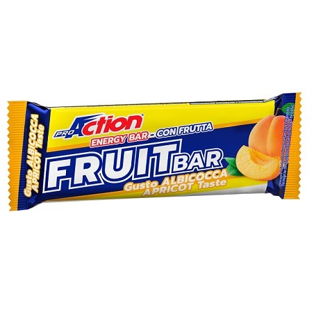 Barretta da 40 g di Pro Action Fruit Bar Gusto Albicocca, barretta per ricarica energetica.