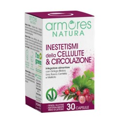 Confezione da 30 capsule di Armores Natura, integratore per inestetismi della cellulite e circolazione.