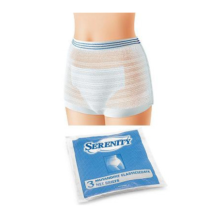 MUTANDINA ELASTICA RETTANGOLARE A RETE SERENITY XL 3 PEZZI