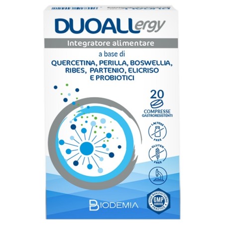 Confezione da 20 compresse di Duoallergy Integratore Per Il Sistema Immunitario E Contro Le Reazioni Allergiche. Confezione da 20 compresse di Duoallergy Integratore Per Il Sistema Immunitario E Contro Le Reazioni Allergiche.