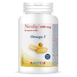 Confezione da 60 capsule di Neolip 1000mg, integratore per regolare i trigliceridi e la pressione sanguigna.