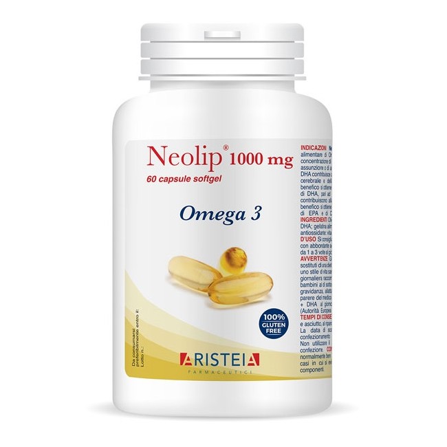 Confezione da 60 capsule di Neolip 1000mg, integratore per regolare i trigliceridi e la pressione sanguigna. Confezione da 60 capsule di Neolip 1000mg, integratore per regolare i trigliceridi e la pressione sanguigna.