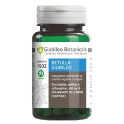 Confezione da 50 cpasule di Giubileo Botanicals Betulla, integratore per il drenaggio dei liquidi corporei.