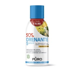Bottiglia da 500 ml di Puro Drenante 5 Azioni Con Baobab, integratore per contrastare la cellulite.