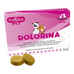 Confezione da 20 compresse di Buona Pet Dolorina Trattamento Veterinario Per funzione nocicettiva Di Cani E Gatti.