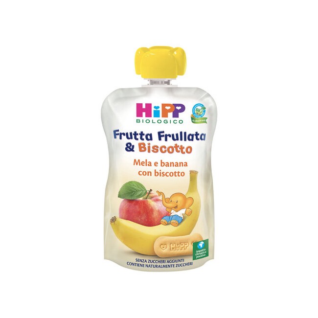 Hipp Bio Frutta Frullata&biscotto Mela Banana Biscotto 90 G Hipp Bio Frutta Frullata&biscotto Mela Banana Biscotto 90 G