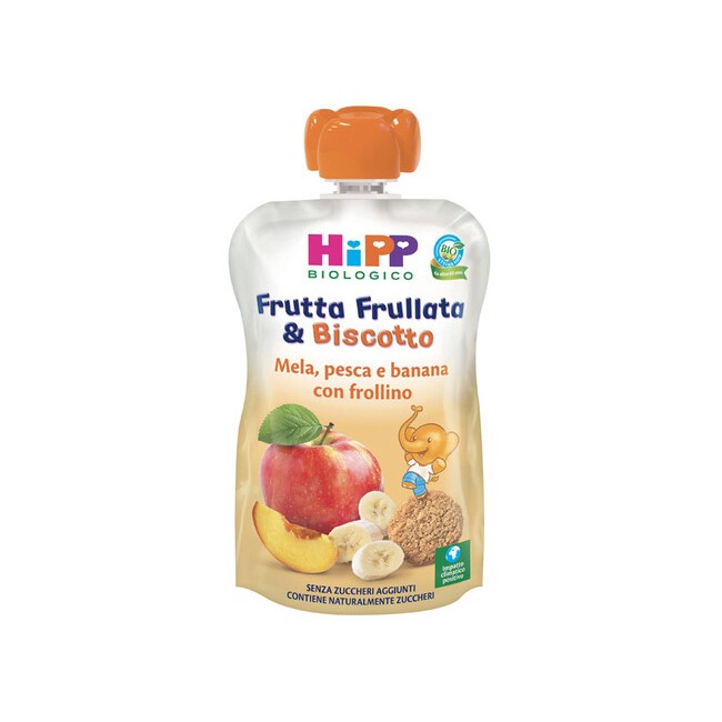 Hipp Bio Frutta Frullata &biscotto Mela Pesca Banana Frollino 90 G