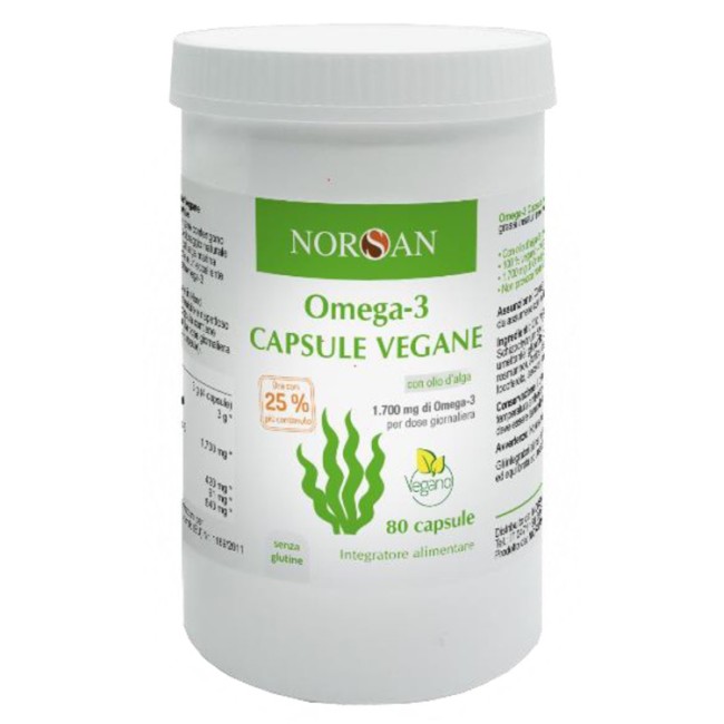 Norsan Omega 3 Vegano Integratore Di EPA e DHA Vegetale 80 Capsule