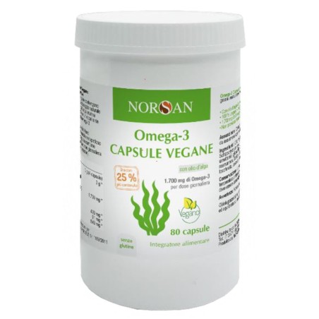 Norsan Omega 3 Vegano Integratore Di EPA e DHA Vegetale 80 Capsule