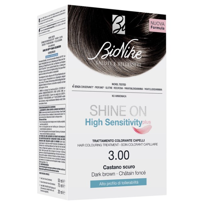 Shine On High Sensitivity Plus Castano Scuro 3,00 Rivelatore In Crema 75 Ml + Crema Colorante 50 Ml