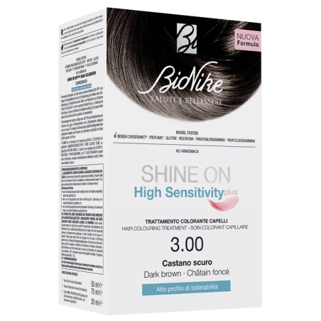 Shine On High Sensitivity Plus Castano Scuro 3,00 Rivelatore In Crema 75 Ml + Crema Colorante 50 Ml