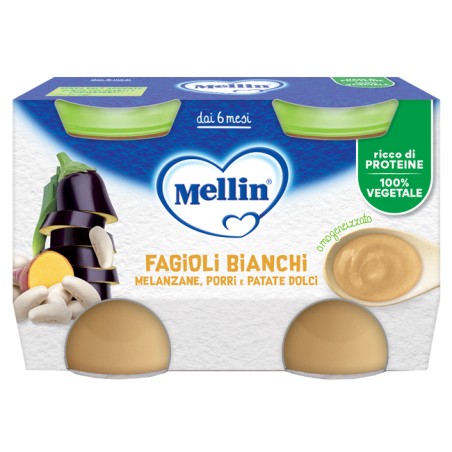Mellin Omogeneizzato Fagioli Bianchi E Melanzane 2 Pezzi Da 130 G Mellin Omogeneizzato Fagioli Bianchi E Melanzane 2 Pezzi Da 130 G