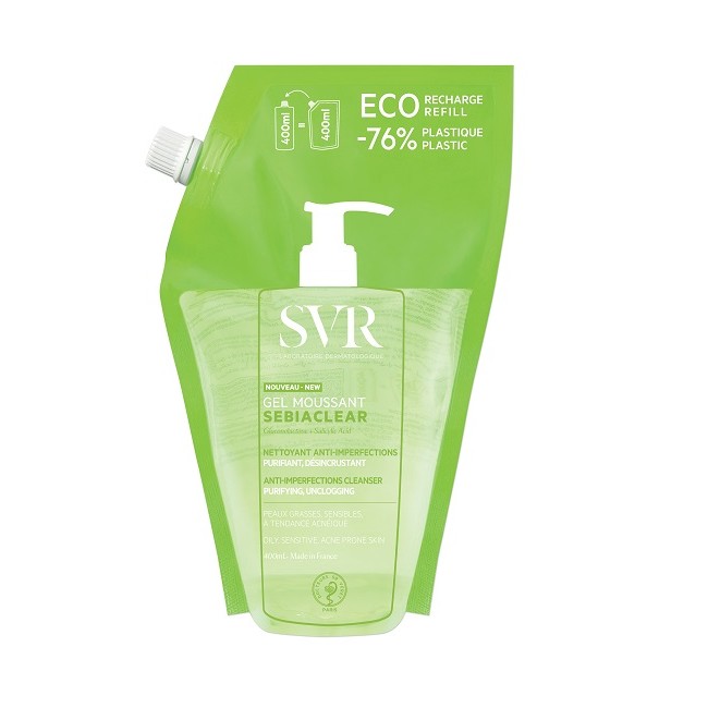 Ricarica da 400 ml di Svr Sebiaclear Gel Moussant Detergente Purificante Per Pelle Grassa. Ricarica da 400 ml di Svr Sebiaclear Gel Moussant Detergente Purificante Per Pelle Grassa.