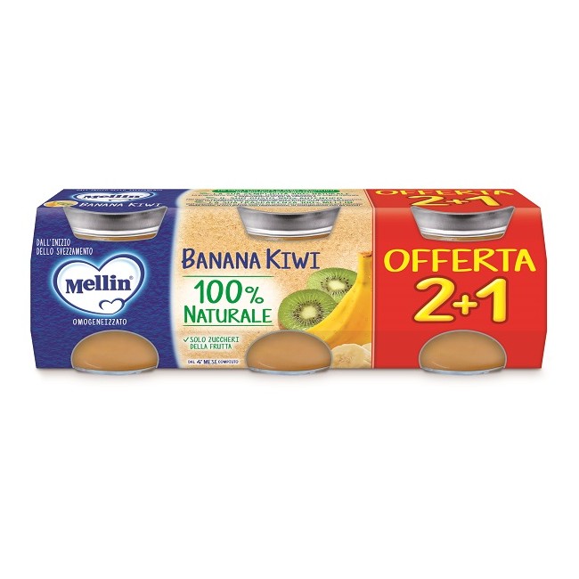 Mellin Omogeneizzato Banana Kiwi 3 Pezzi Da 100 G Mellin Omogeneizzato Banana Kiwi 3 Pezzi Da 100 G