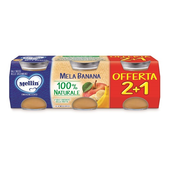 Mellin Omogeneizzato Mela Banana 3 Pezzi Da 100 G Mellin Omogeneizzato Mela Banana 3 Pezzi Da 100 G