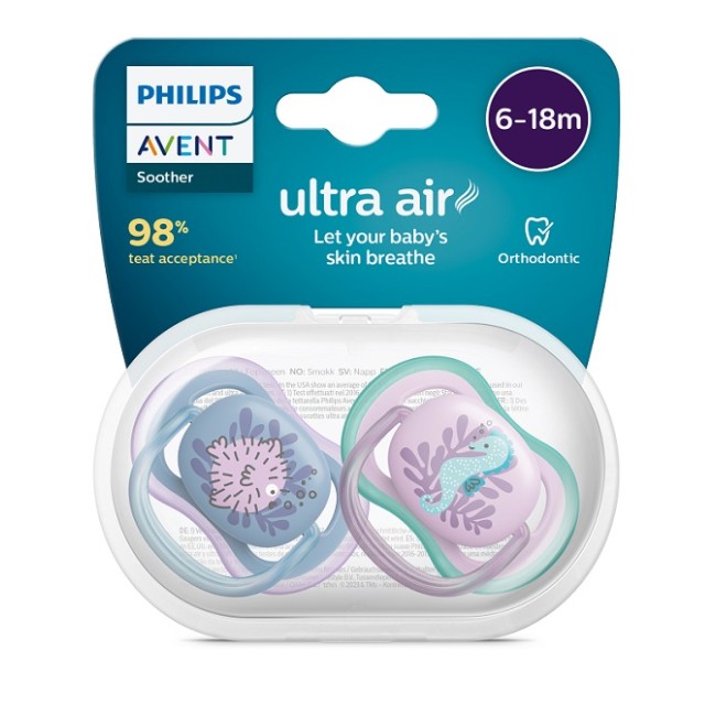 Avent Ultra Air Ciuccio Ortodontico 6-18 Mesi Pesce Palla/cavalluccio Marino 2 Pezzi Avent Ultra Air Ciuccio Ortodontico 6-18 Mesi Pesce Palla/cavalluccio Marino 2 Pezzi