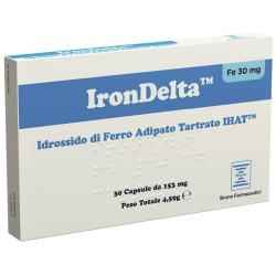 Confezione da 30 capsule di Irondelta Integratore Di Ferro Contro Stanchezza Fisica E Mentale.