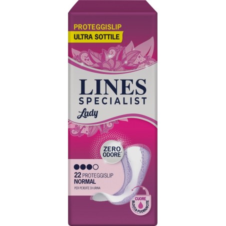 Proteggislip Per Incontinenza Urinaria Lines Specialist Lady Light Normal Ultra Sottile 22 Pezzi Proteggislip Per Incontinenza Urinaria Lines Specialist Lady Light Normal Ultra Sottile 22 Pezzi