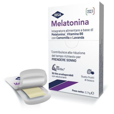 Confezione contenente 30 film orali di IBSA Melatonina Ibsa, integratore per dormire bene.
