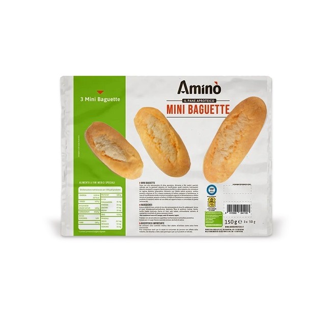 Amino' Mini Baguette 3 Pezzi Da 50 G Amino' Mini Baguette 3 Pezzi Da 50 G