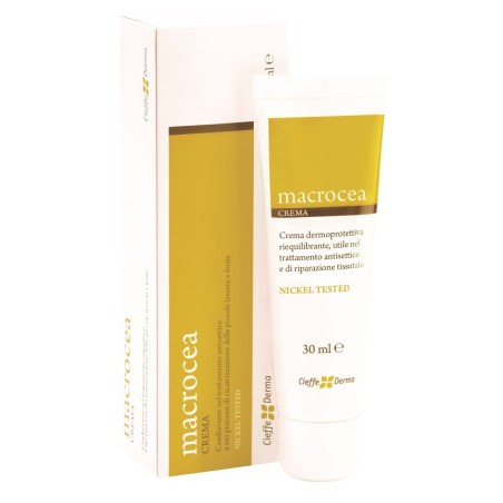 Tubo da 30 ml di Macrocea, crema per ridurre irritazioni e fastidi localizzati.