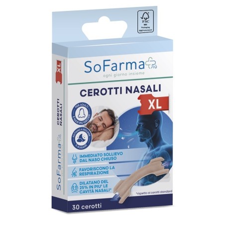 Cerotto Nasale Extra Extra Large 6,7 X2cm Sofarmapiu' 30 Pezzi Cerotto Nasale Extra Extra Large 6,7 X2cm Sofarmapiu' 30 Pezzi