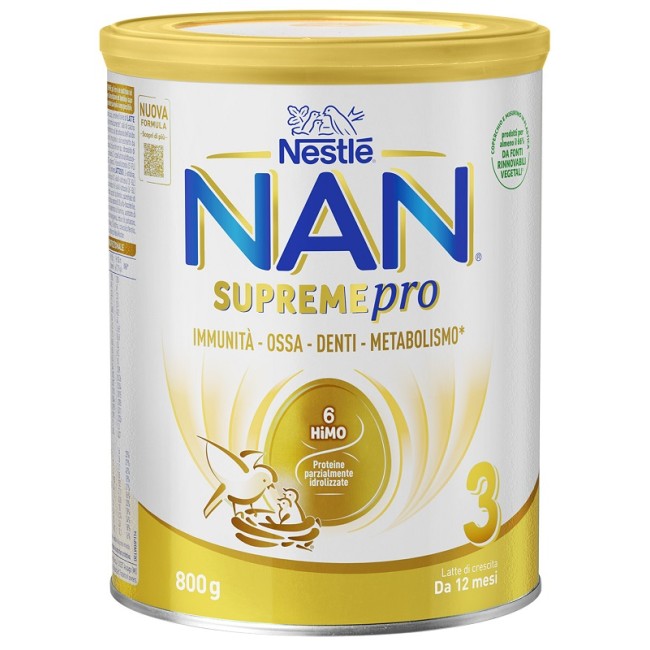 Barattolo da 800 grammi di Nestlè NAN Supreme Pro 3 Latte Di Crescita Dai 12 Mesi. Barattolo da 800 grammi di Nestlè NAN Supreme Pro 3 Latte Di Crescita Dai 12 Mesi.