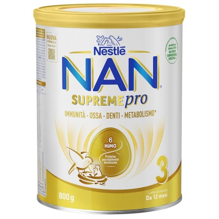 Barattolo da 800 grammi di Nestlè NAN Supreme Pro 3 Latte Di Crescita Dai 12 Mesi. Barattolo da 800 grammi di Nestlè NAN Supreme Pro 3 Latte Di Crescita Dai 12 Mesi.