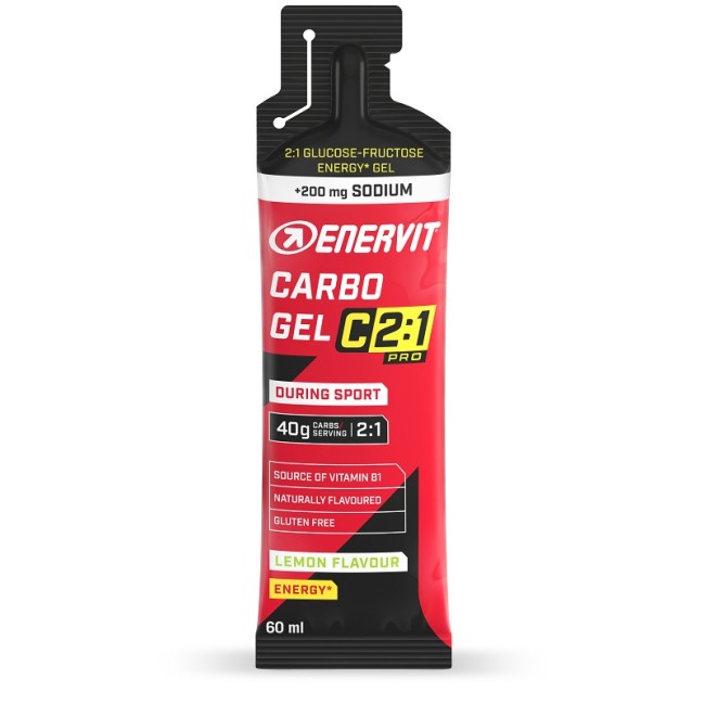 Bustina da 60 ml di Enervit Carbo Gel C2:1 Pro Gusto Limone, integratore per sport di resistenza. Bustina da 60 ml di Enervit Carbo Gel C2:1 Pro Gusto Limone, integratore per sport di resistenza.